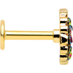 16G 1/4 Aurora Black Gem Gold Tone Owl Moon Labret Monroe Tragus