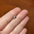 16G 1/4 Clear Red Gem Swirling Oval Labret Monroe Tragus