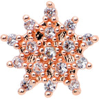 16G 1/4 Clear Gem Rose Gold Hue Stylish Flower Labret Tragus