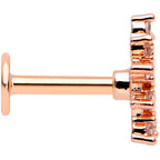 16G 1/4 Clear Gem Rose Gold Hue Stylish Flower Labret Tragus