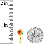 16G 5/16 Gold Tone Summer Sunflower Curved Eyebrow Ring