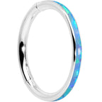 16G 3/8 Blue Synthetic Opal Sleek Forward Facing Segment Ring