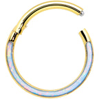 16G 3/8 Synth Opal Gold Tone Bottom Curve Hinged Segment Ring