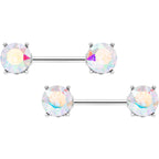 14G 9/16 Aurora Gem Simply Elegant Barbell Nipple Ring Set