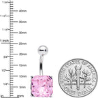 Pink Gem Square Stylish Elegance Mandala Flower Belly Ring