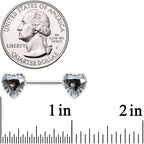 14G 9/16 Grey CZ Gem Heart Valentines Day Nipple Ring Set