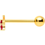 Red Green Gem Gold Tone Tasty Cherry Fruit Barbell Tongue Ring