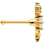 20G 1/4 Clear Red Gem Gold Tone Star Snowflake Nose Bone