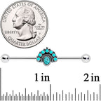 14G Blue Turquoise Stone Southwest Shield Industrial Barbell 38mm