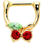 16G 5/16 Red Green Gem Gold Tone Tasty Cherry Cartilage Clicker