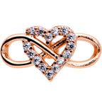 16G 5/16 Clear CZ Gem Rose Gold Hue Infinity Heart Labret Tragus