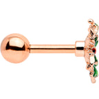 16G 1/4 Rose Gold Tone Tiny Ladybug Leaves Cartilage Tragus