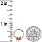 16G 3/8 Rose Gold Tone Tiny Ladybug Leaves Hinged Segment Ring