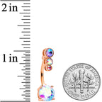 Aurora CZ Gem Rose Gold Tone Triple Drop Round Belly Ring