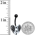 Clear Gem Black White Corset Heart Valentines Day Belly Ring