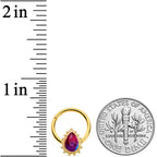 16G 3/8 Purple Tourmaline Gold Tone Drop Hinged Segment Ring