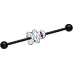 14G Black Red Eyed Mummy Halloween Industrial Barbell 38mm