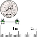 14G 9/16 Green Black Gem Fancy Frogs Barbell Nipple Ring Set