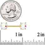 14G 9/16 Clear Gem Gold Tone Simply Elegant Nipple Ring Set