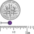 16G 1/4 Elegant Purple Amethyst Internal Threaded Labret Tragus