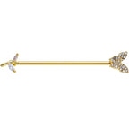 14G Clear CZ Gem Gold Tone Glam Butterfly Industrial Barbell 38mm