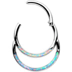 16G 3/8 Synthetic Opal Double Row Hinged Segment Ring