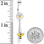 Clear Gem Heart Bee Daisy Flower Dangle Belly Ring
