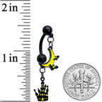 Black Batty Moon Haunted House Halloween Double Mount Belly Ring
