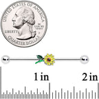 14G Cheery Yellow Sunflower Industrial Barbell 38mm