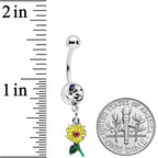 Clear Gem Cheery Sunflower Dangle Belly Ring