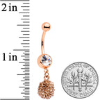 Clear Gem Rose Gold Tone Autumn Pine Cone Dangle Belly Ring