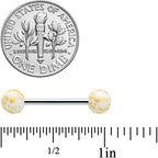 Matte White Splatter Pattern Barbell Tongue Ring