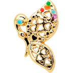 16G 5/16 Clear CZ Gem Gold Tone Heart Butterfly Labret Tragus