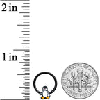 16G 3/8 Black Baby Penguin Hinged Circular Ring