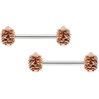 14G 9/16 Autumn Pine Cone Barbell Nipple Ring Set