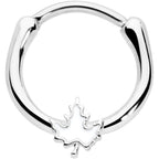 16G 3/8 Autumn White Maple Leaf Cartilage Clicker Ring
