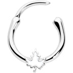 16G 3/8 Autumn White Maple Leaf Cartilage Clicker Ring
