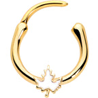 16G 3/8 Gold Tone Autumn White Maple Leaf Cartilage Clicker Ring