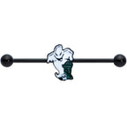 14G Black Graveyard Ghost Halloween Industrial Barbell 38mm