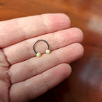 16G 3/8 Matte White Splatter Ends Horseshoe Circular Barbell