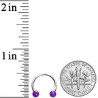 16G 3/8 Matte Purple Splatter Ends Horseshoe Circular Barbell
