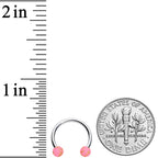 16G 3/8 Matte Pink Splatter Ends Horseshoe Circular Barbell
