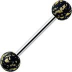 Matte Black Splatter Pattern Barbell Tongue Ring