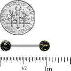 Matte Black Splatter Pattern Barbell Tongue Ring