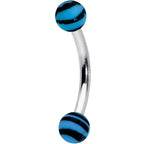 16G 5/16 Matte Blue Zebra Stripe Curved Eyebrow Ring