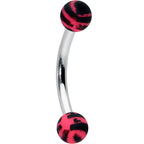 16G 5/16 Matte Pink Zebra Stripe Curved Eyebrow Ring