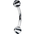 16G 5/16 Matte Grey Zebra Stripe Curved Eyebrow Ring