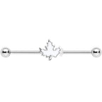14G Autumn White Maple Leaf Industrial Barbell 38mm