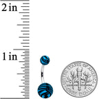 Matte Blue Zebra Stripe Belly Ring