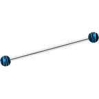 14G Matte Blue Zebra Stripe Industrial Barbell 38mm